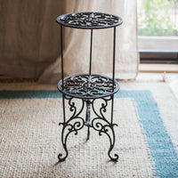 Two-Tier Plant Stand Freestanding Accent Table Space-Saving for Living Room