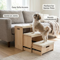 Dog Steps for Small with Adjustable Height for Cars and Sofas, Portable Wooden Pet Ramp for Home Use, Foldable Design for Easy Storage