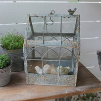 Vintage Iron and Glass Greenhouse Flower Pot