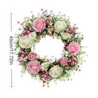 Pink Rose Wreath Full Artificial Flower Wreath Indoor for Entryway, Wall Decor