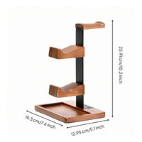 Headset Stand with Gaming Controller Holder Wood and Metal Headphone Stand with Tray Curved Hanger Wooden Headset Holder for Gaming Enthusiasts