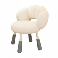 Height Adjustable Puff-Shaped Swivel Stool Ergonomic Backrest Upholstered Armless Chair Soft Upholstery Home Furniture Thickly Padded Seat for Students, Women, Adults, Dorm Room, Bedroom, Vanity Area