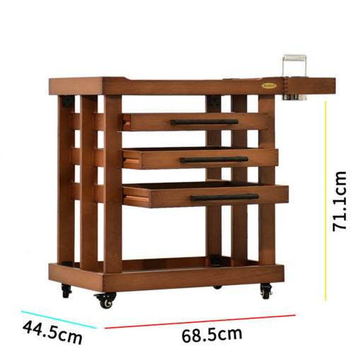 1 Piece Wooden Art Cart Utility Cart Painting Workstation Locking Casters Solid Wood Construction Spacious Storage Suitable for Artists Painters Classroom Workshop Home Studio Gallery