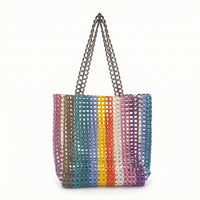 Beaded Tote Bag Colorful Beaded Bag Boho Woven Tote for Daily Use