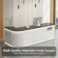 Modern Front Desk Wide Countertop Curved Reception Desk Sturdy Construction Commercial Checkout Counter with Minimalist Workspace Suitable for Cashiers Retailers Retail Store