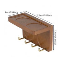 Coffee Tool Rack Metal Hooks Wall Mounted Coffee Rack Wooden