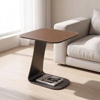 Leather Side Table Modern Side Table with Storage Compact Beistelltisch for Living Room, Small Apartments, Reading Nooks