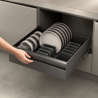 Kitchen Drawer Under Sink Storage Cabinet Slide-Type Dark Gray 1 Tier Silent Rail Metal