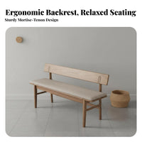 Solid Wood Construction Long Bench with Backrest Nordic Design Indoor Seating Multi-Purpose Household Furniture Rustic Charm for Families, Homeowners, Interior Decorators, Dining Room, Bedroom, Hallway, Study