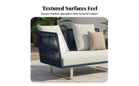 4 Pieces Waterproof Sofa with 2 Armchairs and Table Water-Resistant Outdoor Furniture All-this setather Patio Conversation Set Easy Maintenance for Hospitality Industry, Business Owners, Balcony, Terrace, rearyard, waterside