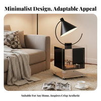 Transparent Accent Table With Wheels Bedside Cabinet Minimalist Design