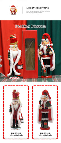 35cm Red Coat Santa Claus Nutcracker with Gift Box
