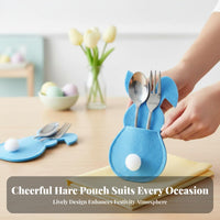 Reusable Easter rabbit Utensil Bag Festive Table Decor rabbitShaped Utensil Pocket adaptable Cutlery Holder Multi-Color Set for Restaurant Owners, Children, Event Planners, Family Gatherings, Home, Birthday Parties