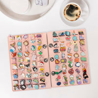 Felt Fabric Pin Storage Book with Color Blocks for Badges and Brooches