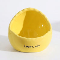 Ceramic Bird Feeder and Waterer, Small Eggshell Bird Feeder with Freestanding Design, Indoor or Outdoor Container for Bird Cage Use