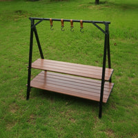 Foldable Rack with Hooks Triangular Outdoor Storage Rack with Shelves Lightweight Furniture for Campers, Backpackers, Patio