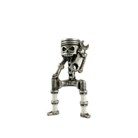 Mechanical Statue Silver Toned Robot Compact Ornament for Office