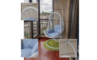 Rattan Egg Swing Chair with Cushion Suspended Egg Chair with Stand Freestanding Furniture Woven for Patio, Balcony