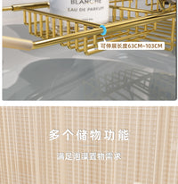 Adjustable Bathtub Caddy Tray with Tablet Stand, Stainless Steel, No-Drill Installation