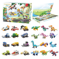 Cross-border Building Block Christmas Calendar Blind Box Countdown, 24-grid Children's DIY Car Dinosaur Building Block Tear-off Blind Box