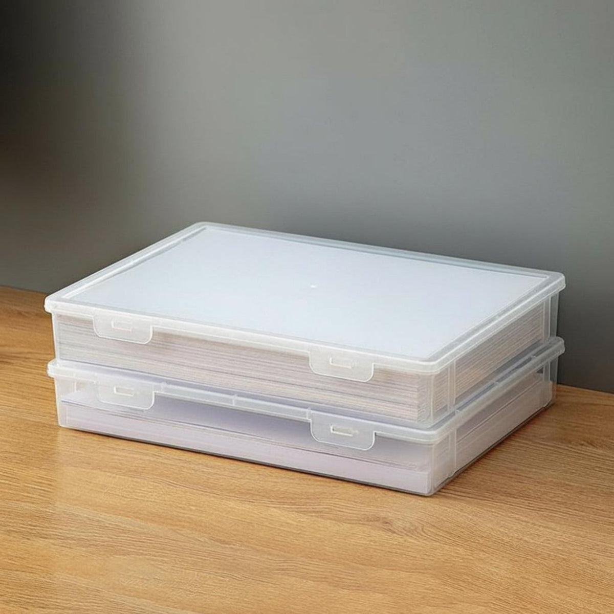 Clear Letter-size Paper Box Transparent Desktop Organizer Large Capacity for Students