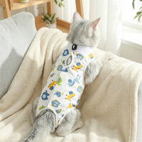 Cat Recovery Suit with Zipper, Post Surgery Cat Suit for Spay Recovery, Cat Neuter Recovery Suit, Breathable T-Shirt Style Anti-Licking Design