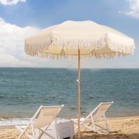 Tassel Beach Umbrella Water Resistant Canopy Tassel Fringe Umbrella Waterproof Fringed Garden Parasol for Patio, Poolside