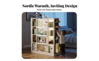 Large Capacity Multi-Tier Book Cabinet with Sliding Doors Sturdy Construction Shelving Unit with Doors Easy Assembly bookshelf Minimalist Aesthetic for Children, Homeowners, Collectors, Study Room, Home Office, Bedroom