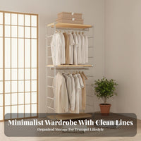 Freestanding Clothing Organizer System Large Capacity Freestanding Clothing Organizer Rack Space Saving Design Standing Clothes Rack for Homeowners