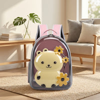 Pet Carrier Travel Backpack for Small Dogs, Cat Backpack with 3 Openings and Top Handle, PVC Material Breathable Outdoor Pet Bag, 7kg Capacity