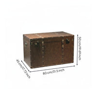 Vintage Suitcase Trunk Lockable Clasp Vintage Storage Trunk Leather-Like Finish Metal Corner Trim