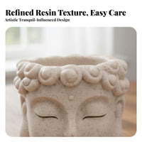 Buddha Head Planter Creative Design Resin Head Plant Pot Tranquil Face Flower Pot With Drainage Hole Home Decoration for Balcony