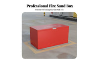 Large Capacity Fire Sand Box Hinged Lid Firefighting Sand Bin Raised Feet Red Steel Fire Box Sturdy Handles for Safety Elevated Icers, Industrial Workers, Property Managers, Gas Stations, Factories, Workshops, Warehouses