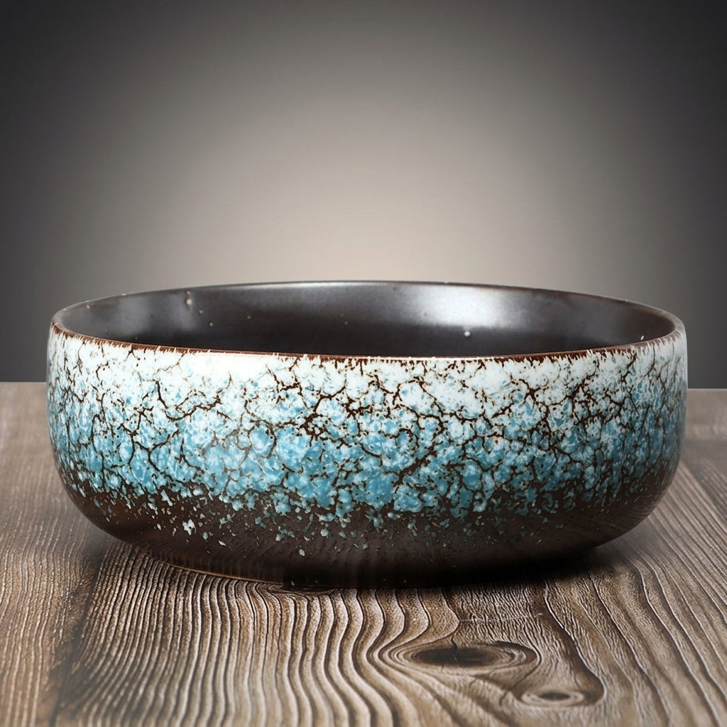 Indoor Plants Ceramic Pot with a Large Opening, Rustic Glaze Decorative Planter for Garden Pot Use, Multicolor Outdoor Plant Pot, Handmade Gift