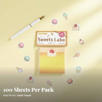 100 Sheets Japanese Design Dessert Themed Memo Pad 6 Designs Cake Design Note Sheets for Students, Office Workers, Scrapbooking, School