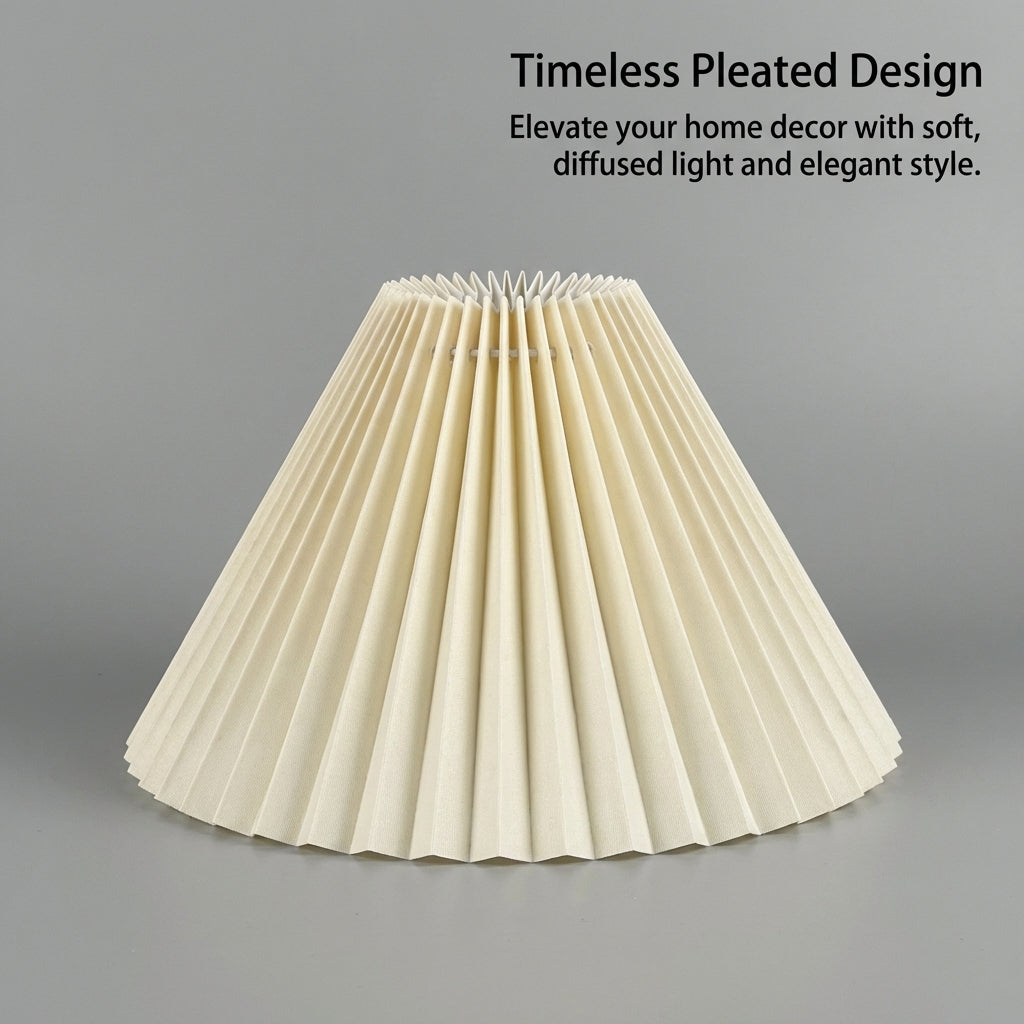 Lampshade for Table Lamps with Foldable Pleated Design, Black for Bedside and Floor Lighting, Vintage Material Shade for Home Decor