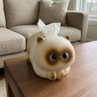 Siamese Cat Tissue Box Blue Eyes Resin Cat Tissue Box Holder Top Opening