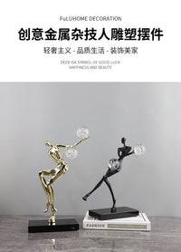 北欧创意金属杂技人物雕像摆件样板间玄关书房酒柜电视柜家居装饰