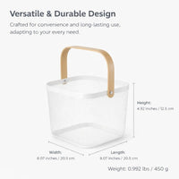Mesh Wire Metal Storage Basket Wooden Handle, Metal Storage Basket with Handles, Modern Home Storage Basket Wooden Handles