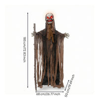 Standing Decoration with Glowing Spectral Figure with Robe Freestanding Prop for Halloween, Eerie Dwelling, Entryway