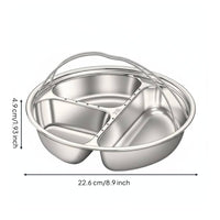 Divided Steamer Plate Deepened Design Round Portion Control Plate for Dieters