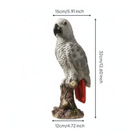 African Grey Parrot Statue Detailed Craftsmanship Resin Parrot Sculpture Versatile Decor Realistic Bird Figurine for Living Room, Balcony, Desktop