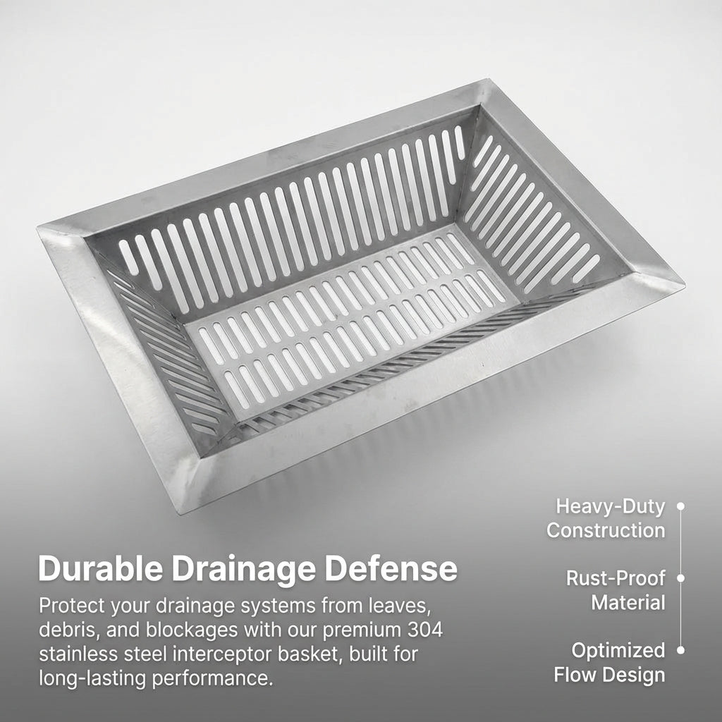Drain Filter Basket for Sewer Grate, 304 Stainless Steel Underground Drainage System, Heavy Duty Rainwater Perforated Mesh
