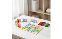 200 Pieces Early Math Tile Game Wood Number Tile Game Tiles Counting Skills Number Match Dominoes for Preschool, Classroom