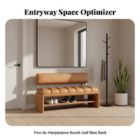 Tufted Backrest Bench Comfortable Seating Upholstered Seat Modern Design 400 Lbs Weight Capacity for Families, Entryway, Hallway