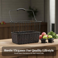 Quick Release Design Folding Bike Basket Large Capacity Woven Front Bike Basket Long-Lasting Construction for Shopping