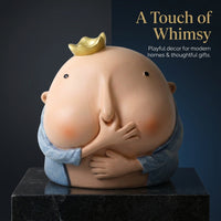 Pinching Nose Boy Sculpture, American Style Resin Figurine