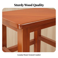 Four-Legged Wooden Stool Space-Saving Unadorned Wooden Seat Easy to Clean