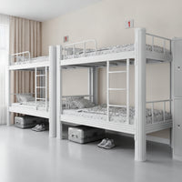 Metal Bunk Bed Heavy-Duty Bunk Bed with Ladder Space-Saving Furniture for Students, Roommates, Dorm Rooms, Shared Apartments