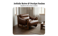 Vintage Aesthetic Patterned Material Armchair with Wood Frame Designer Concept Single Sofa Cushiony Cushions Lounge Chair Thick Cushion for Interior Design Enthusiasts, Homeowners, Adults, Living Room, Reading Nook, Bedroom, Reception Area